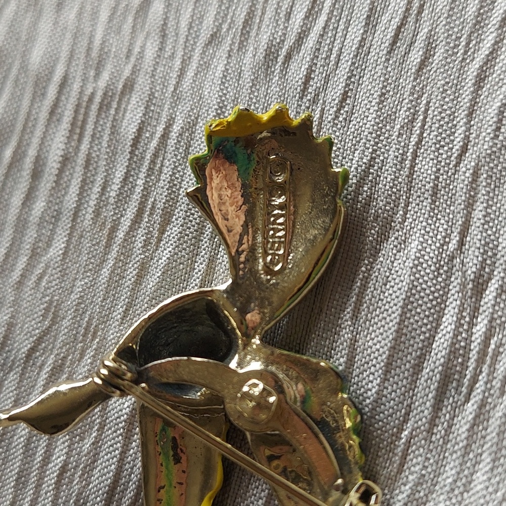 Gerry's Bird Brooch in a Bright Green and Gold-Tone Metal Vintage from the 70's - Picture 4 of 4